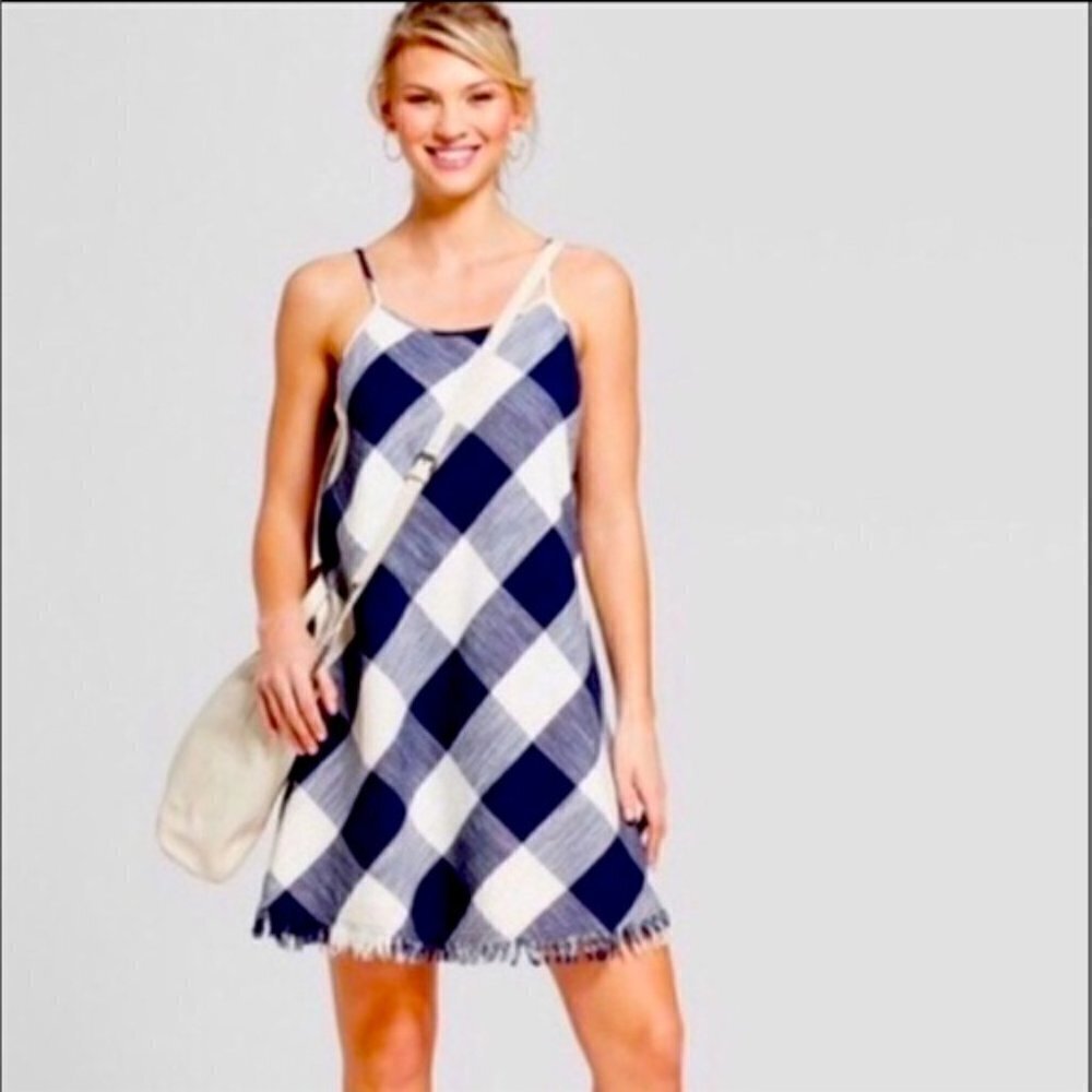 Universal Thread Navy and White Checked Plaid Mini Dress Size XS